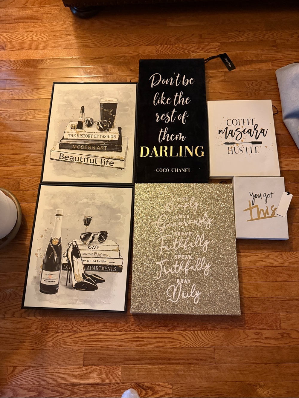 bebe Black, White and Gold Wall Art Set - Inspirational Prints